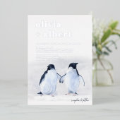 Pinguïns Zilveren Winter Elegante Moderne Bruiloft Folie Uitnodiging (Staand Voorkant)