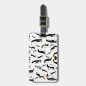Pinguïns zwart-wit patroon bagagelabel (Voorkant verticaal)