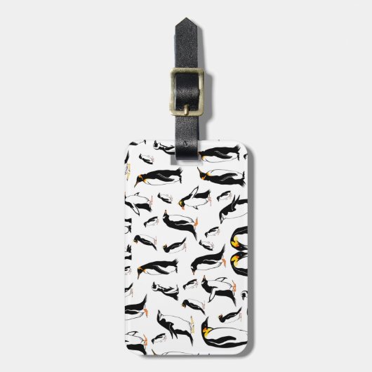 Pinguïns zwart-wit patroon bagagelabel (Voorkant verticaal)