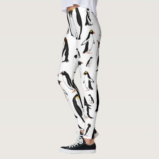Pinguïns zwart-wit patroon leggings (Links)