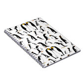 Pinguïns zwart-wit patroon notitieboek (Rechterzijde)