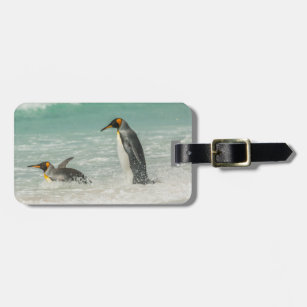 Pinguïns zwemmen op het strand bagagelabel
