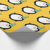 PinguïnsMet Oranje achtergrond-dag Cadeaupapier (Hoek)