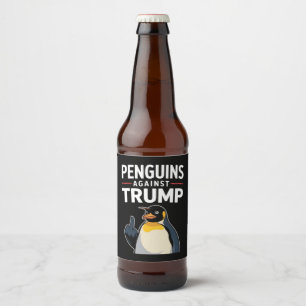 Pinguïnsvleugels omhoog verzetten pinguïns tegen T Bier Etiket