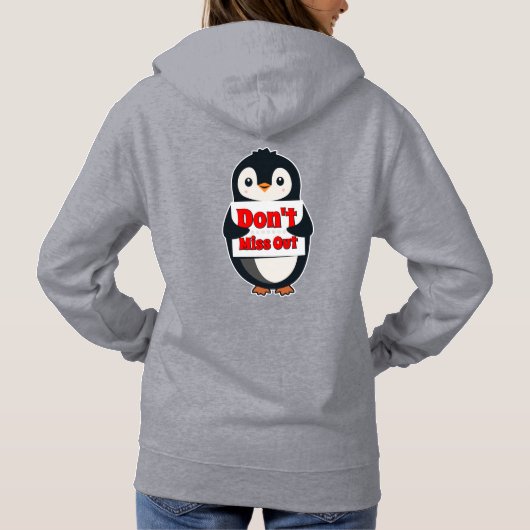 Pinguïnteken: Mis het niet Hoodie (Achterkant)