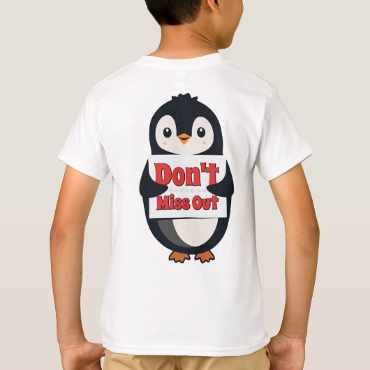 Pinguïnteken: Mis het niet T-shirt (Achterkant)