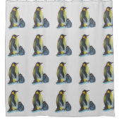 Pinguïntekening Douchegordijn (Voorkant)