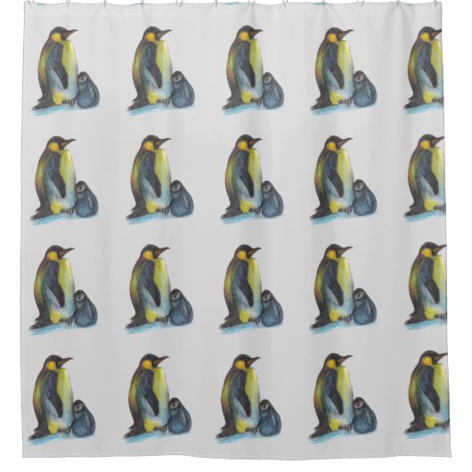 Pinguïntekening Douchegordijn (Voorkant)