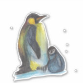 Pinguïntekening Sticker (Voorkant)