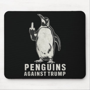 Pinguïnvinnen omhoog Middenvinger Pinguïns Tegen Muismat
