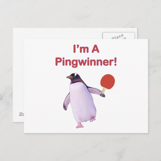 Pingwinnaar Penguin Ping Pong Briefkaart (Voorkant / Achterkant)