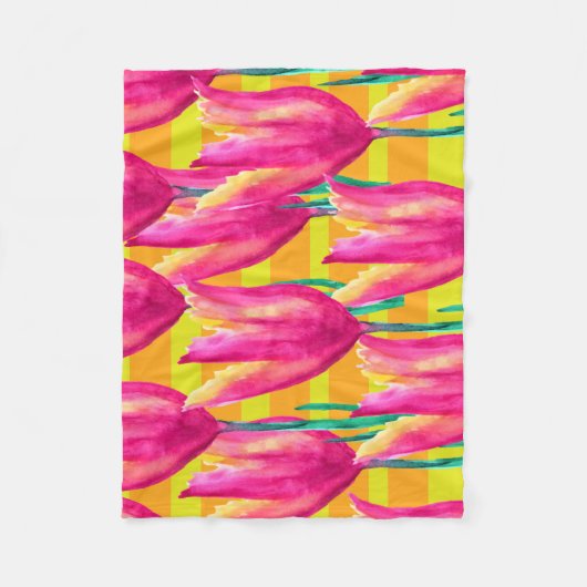 Pinik Tulips patroon Fleece Blanket (Voorkant)