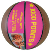 Pink 1000 Career Points Scorer Milestone Player Basketbal (Verticaal)