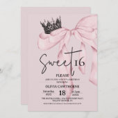  Pink 16th Birthday ⎮Modern Bow Sweet 16 Kaart (Voorkant / Achterkant)