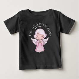 Pink 1st Christmas Girls Angel Cute 2025 Black