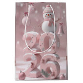 Pink 2026 Christmas & New Year Gift Bag Medium Cadeauzakje (Voorkant)