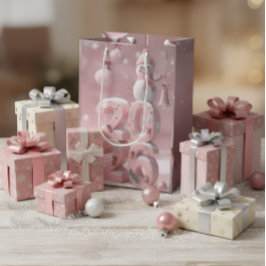 Pink 2026 Christmas & New Year Gift Bag Medium Cadeauzakje