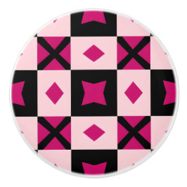 Pink 3 tone checkered door pull keramische knop