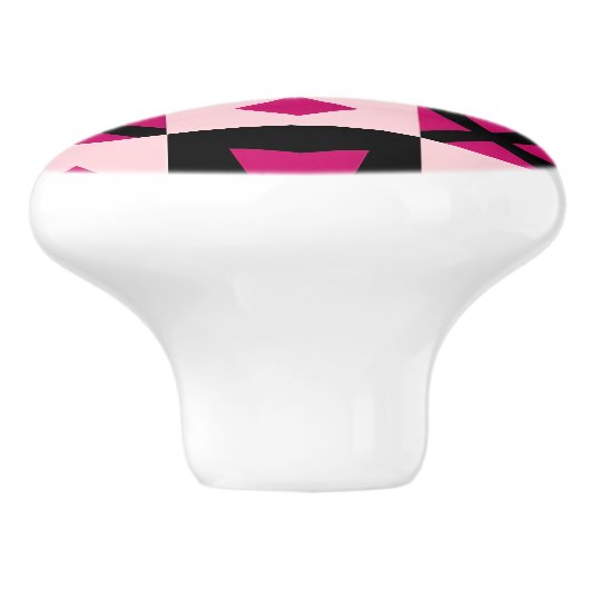 Pink 3 tone checkered door pull keramische knop (Zijkant)