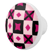 Pink 3 tone checkered door pull keramische knop (Rechts)