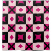 Pink 3 tone checkered shower curtain douchegordijn (Voorkant)