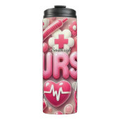 Pink 3D Nurse Medical Collage Thermosbeker (Voorkant)