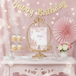 Pink 4th Royal Princess Castle Birthday Party Kaart