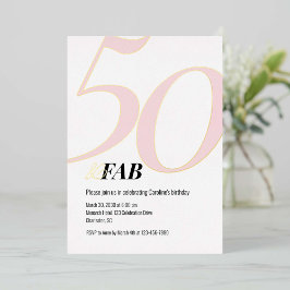Pink 50 and Fabulous Birthday Foil Invitation Folie Uitnodiging