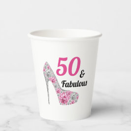 Pink 50 and Fabulous Birthday Paper Papieren Bekers
