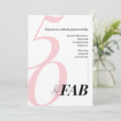 Pink 50 and Fabulous Birthday Party Invitation Kaart (Staand voorkant)