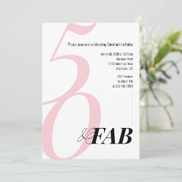 Pink 50 and Fabulous Birthday Party Invitation Kaart