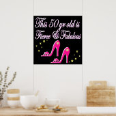 PINK 50- EN FABULOUS BIRTHDAY-ONTWERP POSTER (Keuken)