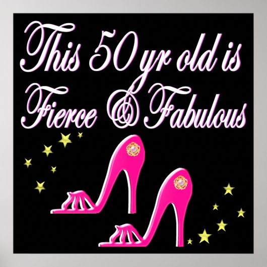 PINK 50- EN FABULOUS BIRTHDAY-ONTWERP POSTER (Voorkant)