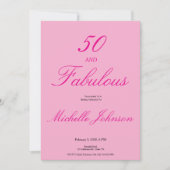 Pink 50e verpartij: Fifty & Fabulous Kaart (Voorkant)