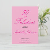 Pink 50e verpartij: Fifty & Fabulous Kaart (Staand voorkant)