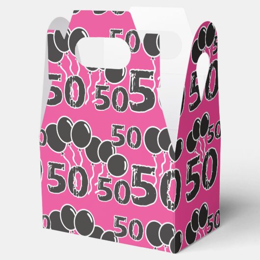 PINK 50th Birthday Party Favor Box Bedankdoosjes (Geopend)