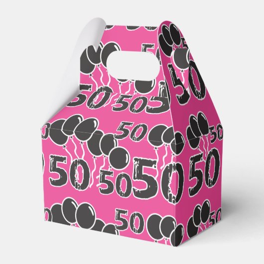 PINK 50th Birthday Party Favor Box Bedankdoosjes (Voorkant Zijde)