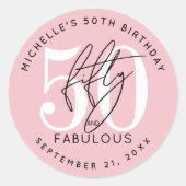 Pink 50th Birthday Party Ronde Sticker (Voorkant)
