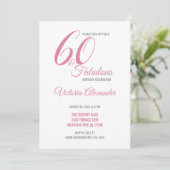 Pink 60 and Fabulous Elegant Script Birthday Kaart (Staand voorkant)