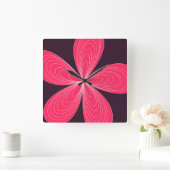 Pink 70's retro flower power vierkante klok (Huis)
