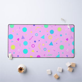 Pink 80s Memphis Geometric Pattern Bureaumat