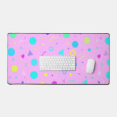 Pink 80s Memphis Geometric Pattern Bureaumat (Keyboard & Muis)