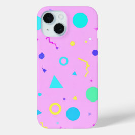 Pink 80s Memphis Geometric Pattern iPhone 15 Case