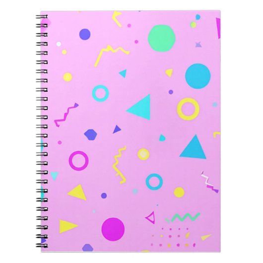 Pink 80s Memphis Geometric Pattern Notitieboek (Voorkant)