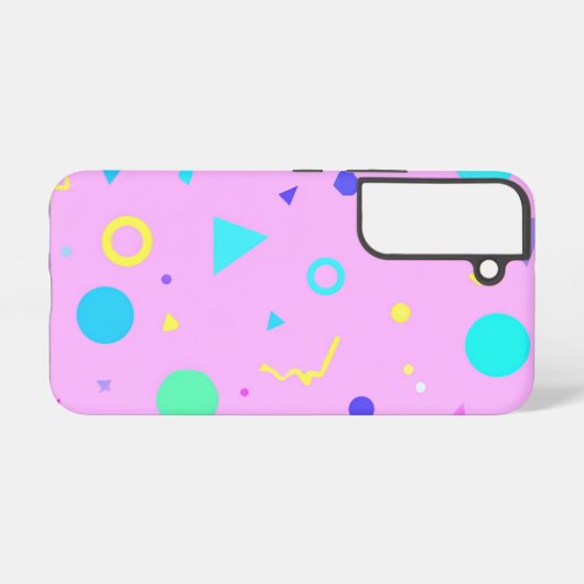 Pink 80s Memphis Geometric Pattern Samsung Galaxy Hoesje (Achterkant horizontaal)