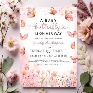 Pink A Baby Butterfly is onderweg naar Girl Shower Kaart