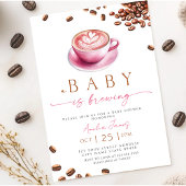 Pink A Baby is Brewing Coffee Bean Baby Shower Kaart