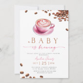Pink A Baby is Brewing Coffee Bean Baby Shower Kaart (Voorkant)
