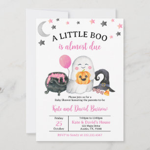 Pink A Little Boo Baby shower Invitation Kaart