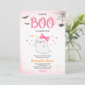 Pink A Little Boo Baby shower Invitation Kaart (Staand voorkant)